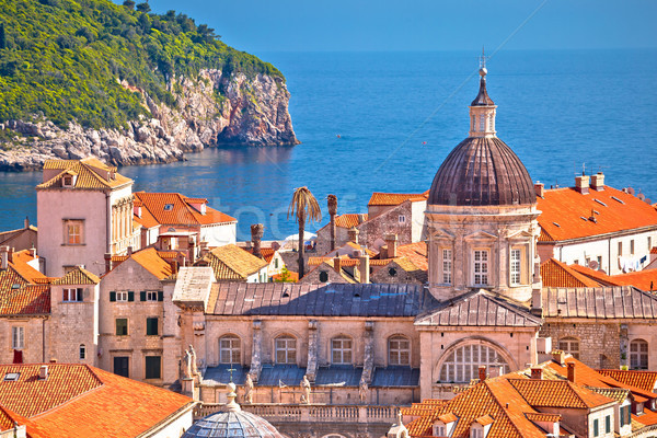 Historic landmarks of old Dubrovnik and Lokrum island view Stock photo © xbrchx
