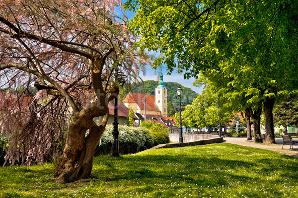 Stock photo: Town of Samobor park and church