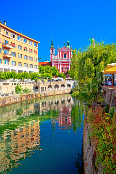 City of Ljubljana historic riverfont view Stock photo © xbrchx