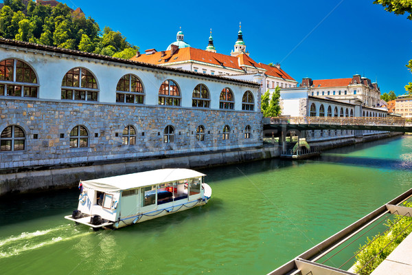 Ljubljanica river of Ljubljana tourist boat Stock photo © xbrchx