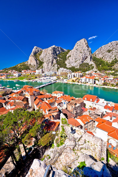 Town of Omis and Cetina river mouth panoramic view Stock photo © xbrchx