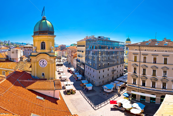 City of Rijeka clock tower and central square panorama Stock photo © xbrchx