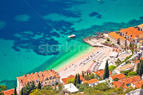 Banje beach in Dubrovnik aerial view Stock photo © xbrchx