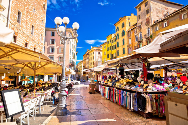 Piazza delle erbe in Verona street and market view Stock photo © xbrchx