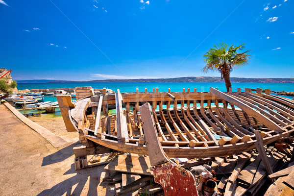 Old boat wreck by the sea  in Kastel Stafilic Stock photo © xbrchx