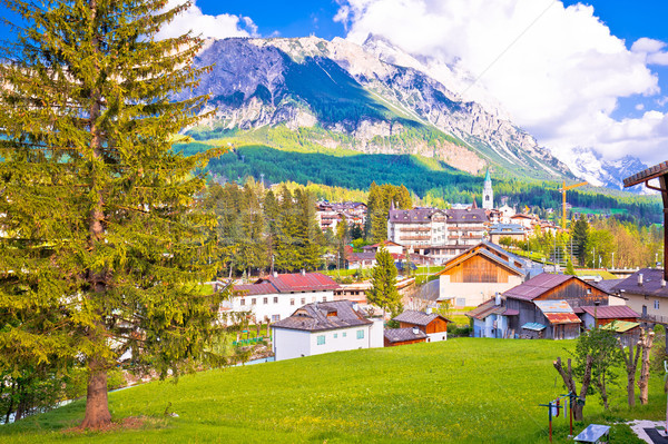 Stock photo: Alpine town of Cortina d' Ampezzo in Dolomites Alps view