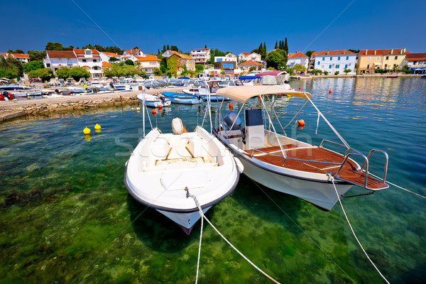 Town of Petrcane turquoise waterfront view Stock photo © xbrchx