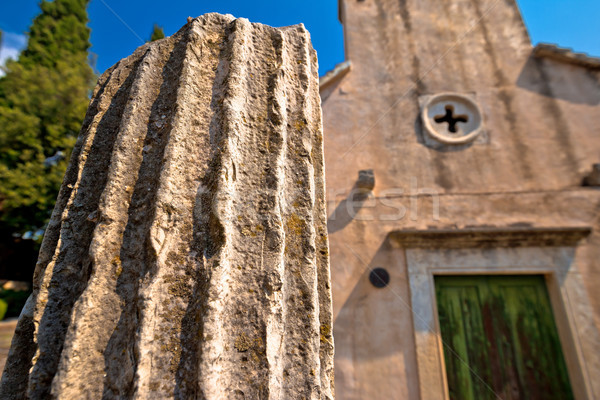 Stone village of Skrip historic detail and church view Stock photo © xbrchx