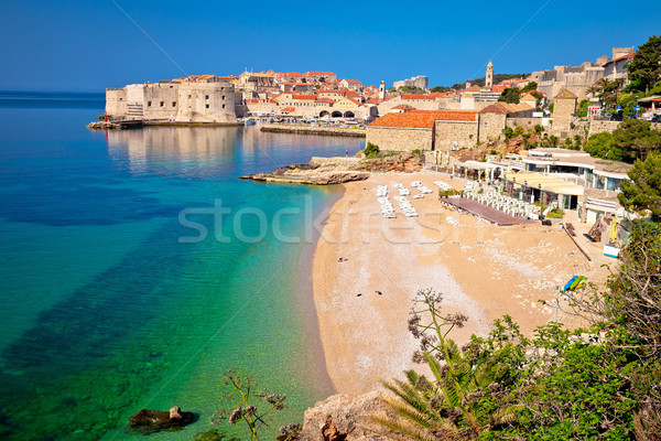Historic town of Dubrovnik and Banje beach view Stock photo © xbrchx