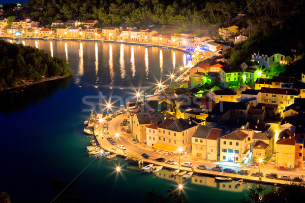 Novigrad Dalmatinski waterfront at evening aerial view Stock photo © xbrchx