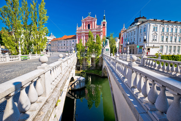 Tromostovje square and bridges of Ljubljana Stock photo © xbrchx