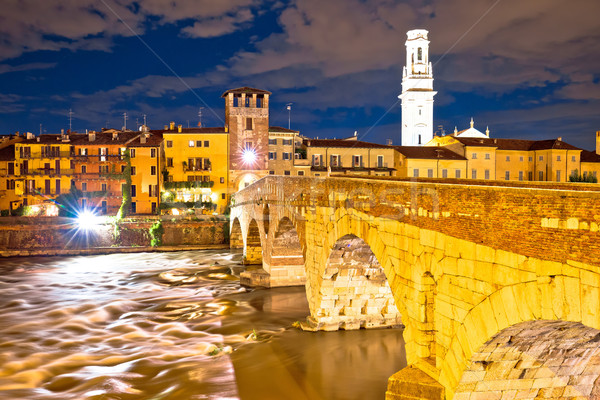 City of Verona Adige riverfront evening view Stock photo © xbrchx