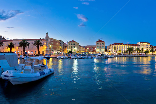 Split Prokurative seafront evening view Stock photo © xbrchx