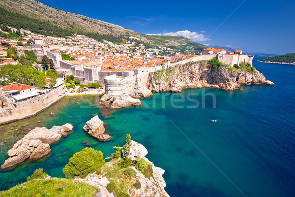 Medieval town of Dubrovnik with famous walls colorful view Stock photo © xbrchx