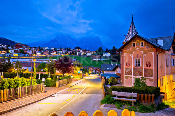 Idyllic Alpine town of Kastelruth evening view Stock photo © xbrchx