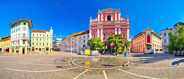 Presern square in Ljubljana panoramic view Stock photo © xbrchx