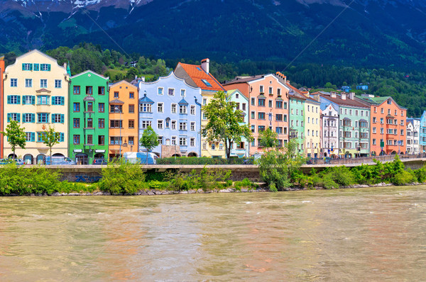 City of Innsbruck colorful Inn river waterfront panorama Stock photo © xbrchx
