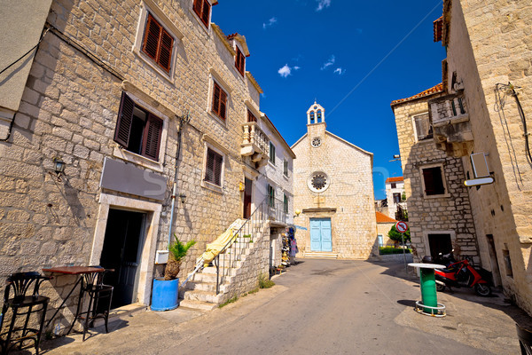 Kastel Stari stone street and chapel view Stock photo © xbrchx