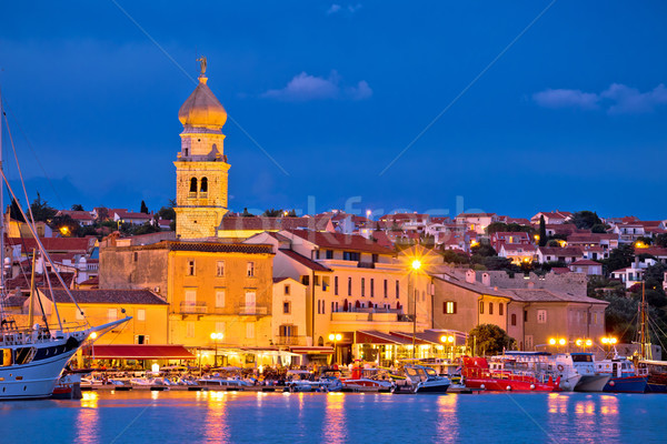 Island town of Krk evening waterfront view Stock photo © xbrchx