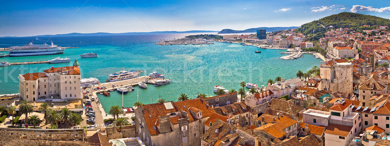 Split historic waterfront panoramic aerial view Stock photo © xbrchx