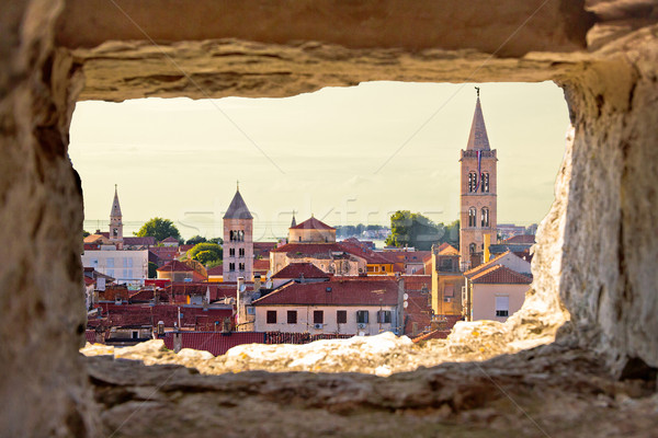 Zadar aerial view through stone window Stock photo © xbrchx