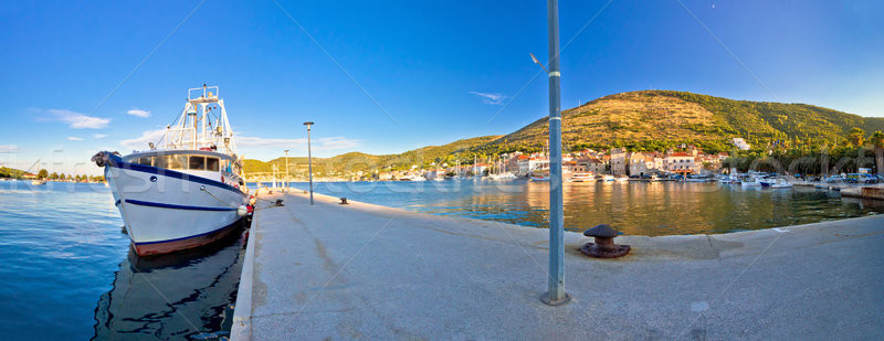 Town of Vis panoramic harbor view Stock photo © xbrchx