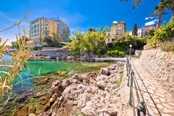 Rocky beach and Lungomare walkway in Opatija Stock photo © xbrchx