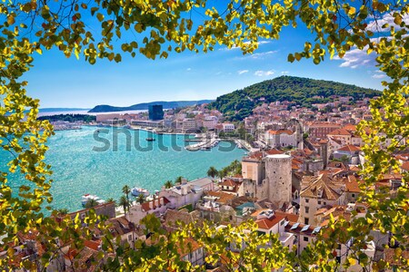 Town of Omis and Cetina river mouth panoramic view Stock photo © xbrchx