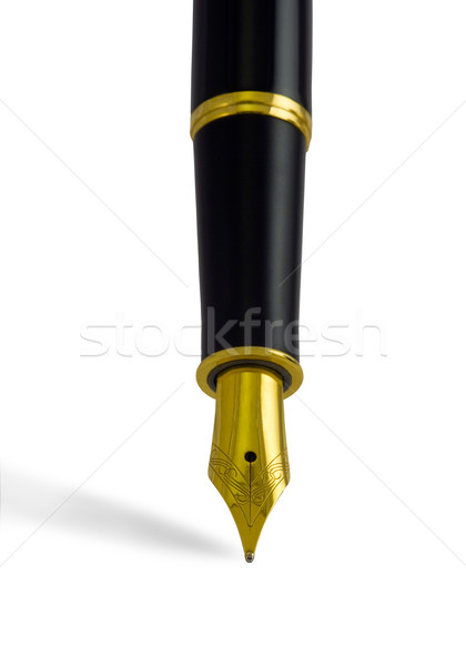Pluma estilográfica aislado negro dorado blanco papel Foto stock © Ximinez