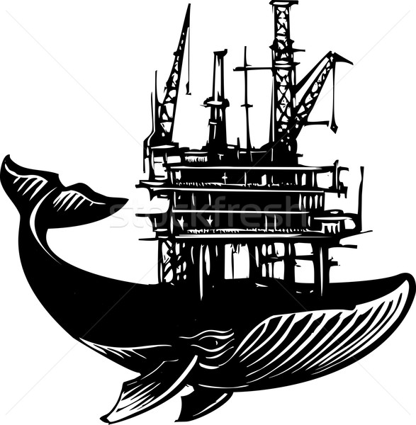 Baleine plate-forme pétrolière style image rive [[stock_photo]] © xochicalco