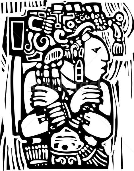 Mayan Woodcut Style 3 Stock photo © xochicalco