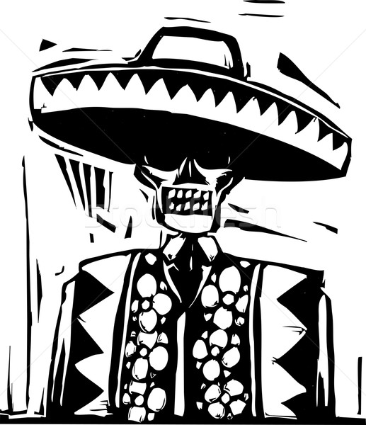Dag dode afbeelding skelet sombrero dood Stockfoto © xochicalco