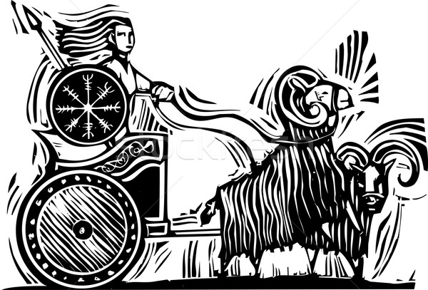 Göttin Stil Bild Reiten chariot Ziege Stock foto © xochicalco