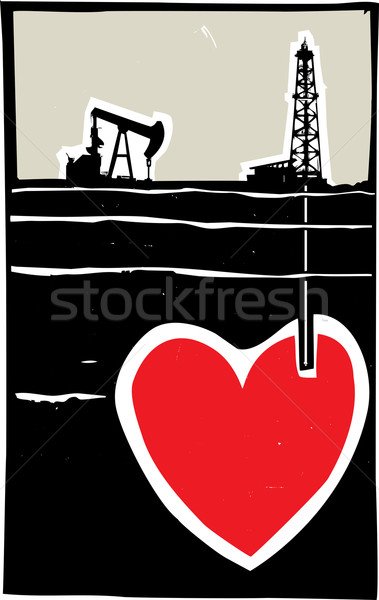 Wiercenie krwi stylu obraz szyb naftowy w dół Zdjęcia stock © xochicalco