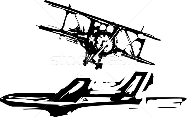 Woodcut Airplanes Stock photo © xochicalco