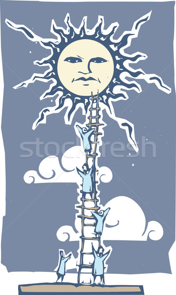 階梯 太陽 人 攀登 上 天空 商業照片 © xochicalco