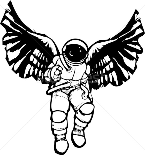 Astronauta anioł stylu obraz przestrzeni garnitur Zdjęcia stock © xochicalco