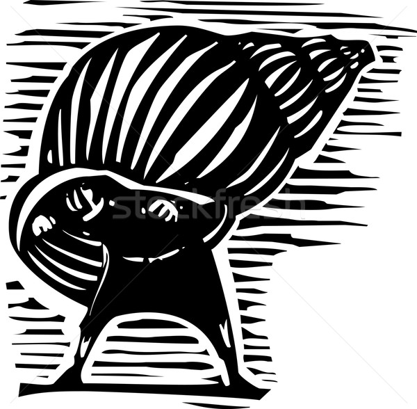 Uit shell stijl afbeelding man slak Stockfoto © xochicalco