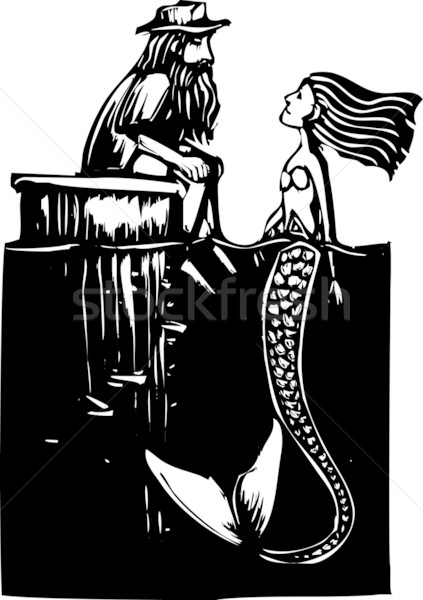 Sirena om şedinţei doc dragoste ocean Imagine de stoc © xochicalco