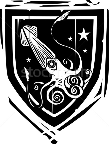 Heraldic Shield Squid Stock photo © xochicalco