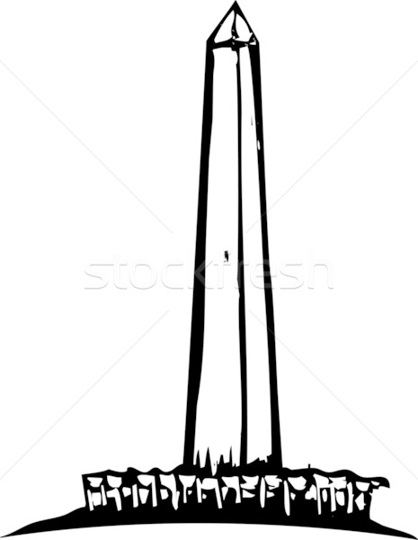 Foto stock: Washington · Monument · preto · e · branco · estilo · ilustração