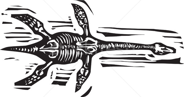 Fosil stil imagine acvatic dinozaur peşte Imagine de stoc © xochicalco