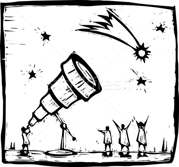 Télescope comète homme ciel étoiles [[stock_photo]] © xochicalco