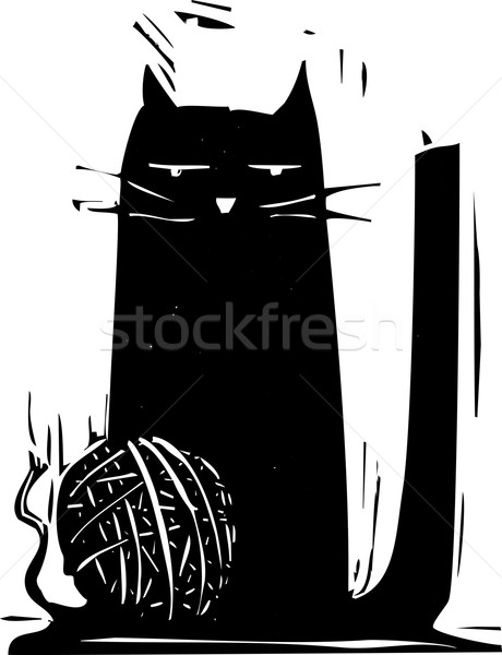 Pelota hilados simple gato negro gato juguete Foto stock © xochicalco