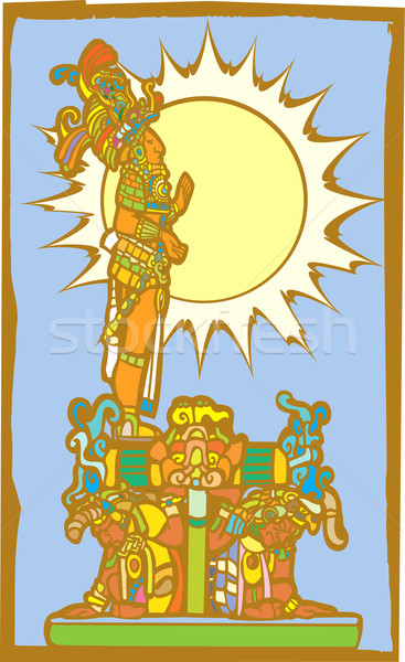 Mayan Lord with Sun and Slaves Stock photo © xochicalco