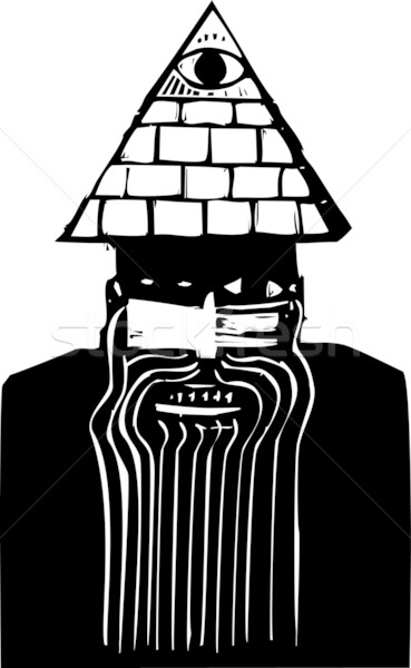 Homme pyramide chapeau fou regarder affaires [[stock_photo]] © xochicalco