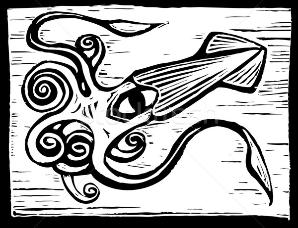 Gigante calamar retro imagen natación mar Foto stock © xochicalco