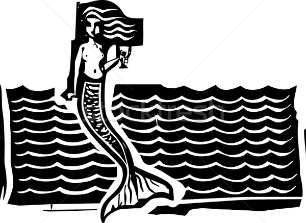 Sirena valuri stil imagine fată dragoste Imagine de stoc © xochicalco