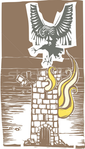 сжигание башни стиль изображение греческий мифологический Сток-фото © xochicalco