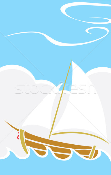 Simple barco mar diseno vela olas Foto stock © xochicalco